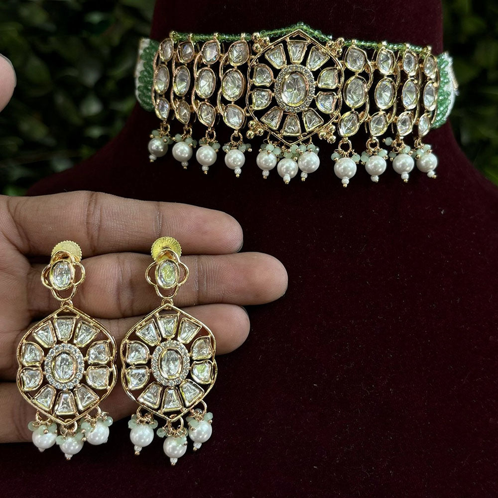 Amoliya Jewels Pearl & Kundan Necklace Set