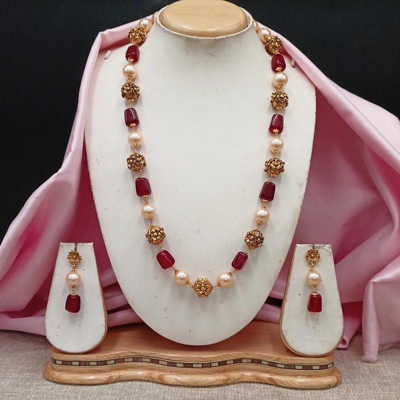 Amoliya Jewels Gold Plated Pearl & Beads Necklace