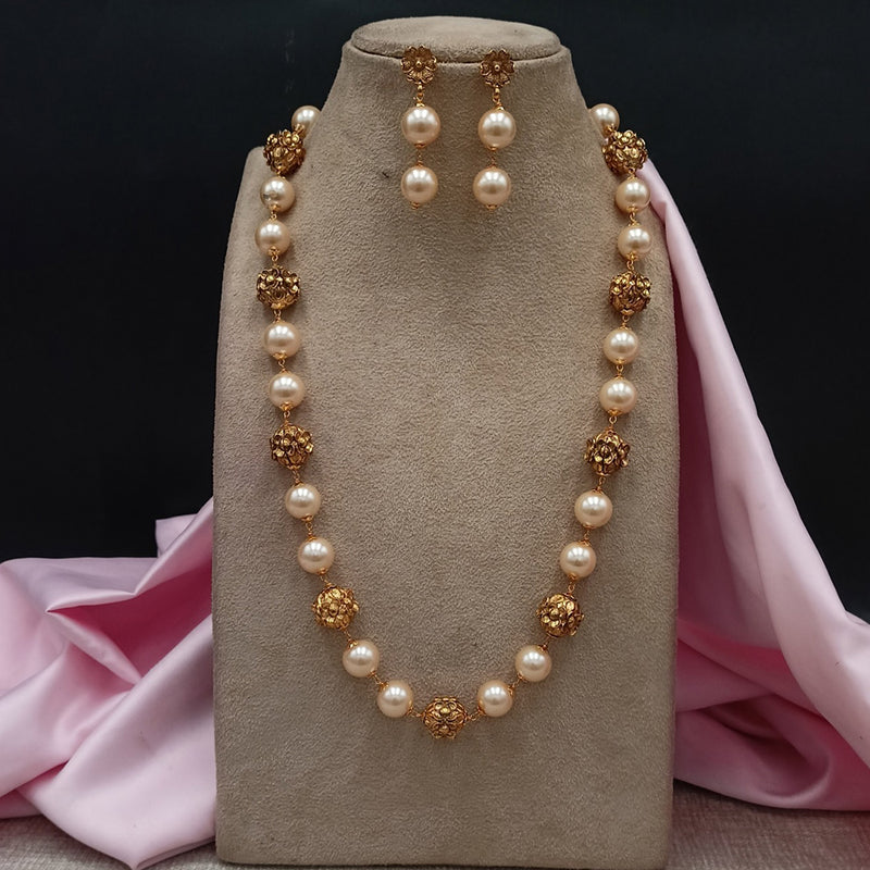 Amoliya Jewels Gold Plated Pearl & Beads Necklace