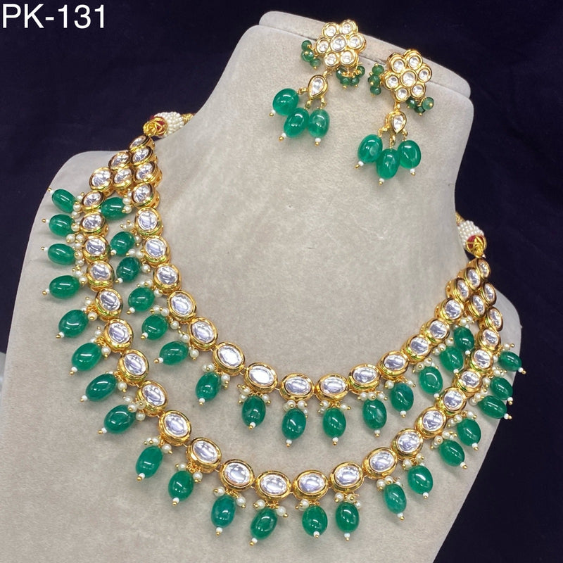 Amoliya Jewels Polki Kundan Brass Necklace Set