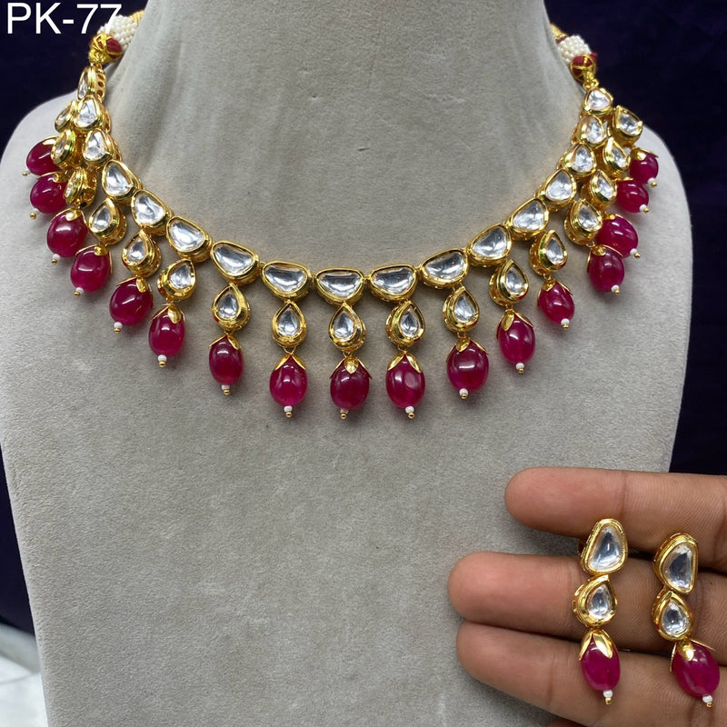 Amoliya Jewels Polki Kundan Brass Necklace Set