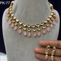 Amoliya Jewels Polki Kundan Brass Necklace Set