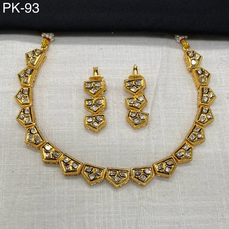 Amoliya Jewels Gold Plated Polki Kundan Necklace Set