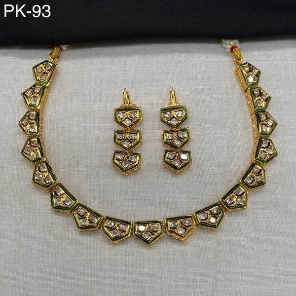 Amoliya Jewels Gold Plated Polki Kundan Necklace Set