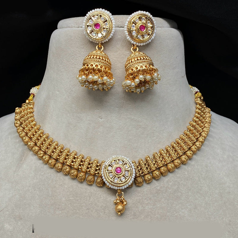 Amoliya Jewels Gold Plated Necklace Set