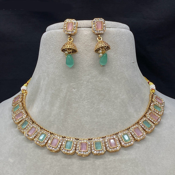 Amoliya Jewels Gold Plated Crystal Necklace Set