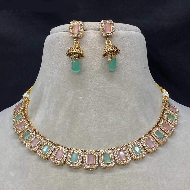 Amoliya Jewels Gold Plated Crystal Necklace Set