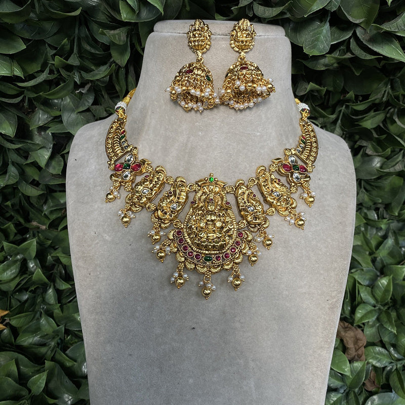 Amoliya Jewels Gold Plated Temple Necklace Set