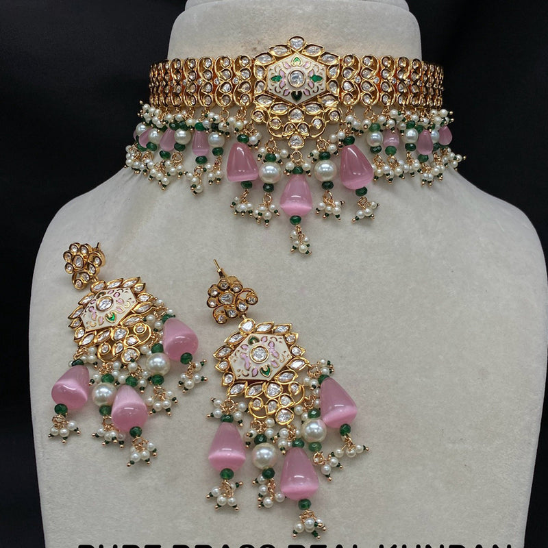 Amoliya Jewels Gold Plated Polki Kundan Choker Necklace Set