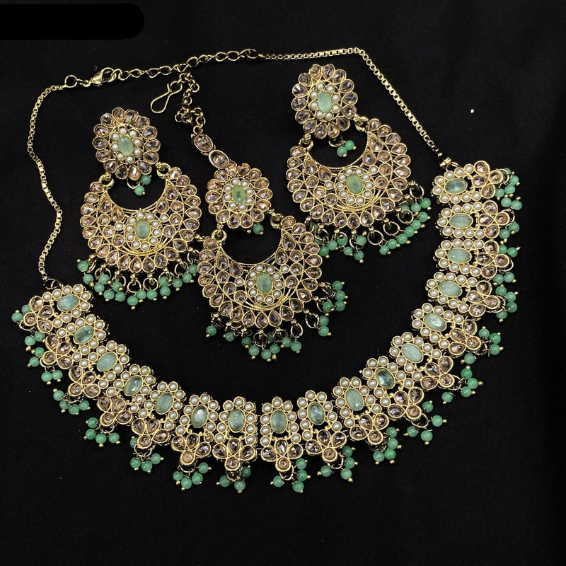 Amoliya Jewels Crystal And Austrian Stone Necklace Set