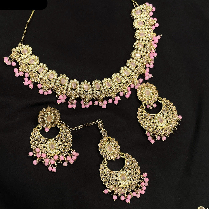 Amoliya Jewels Crystal And Austrian Stone Necklace Set