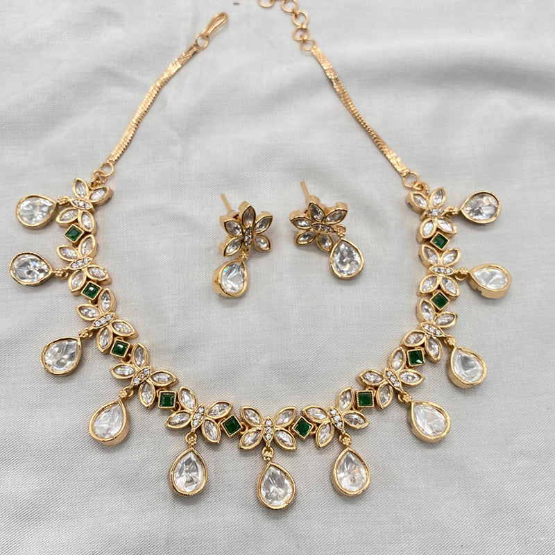 Amoliya Jewels Gold Plated Polki Kundan Necklace Set