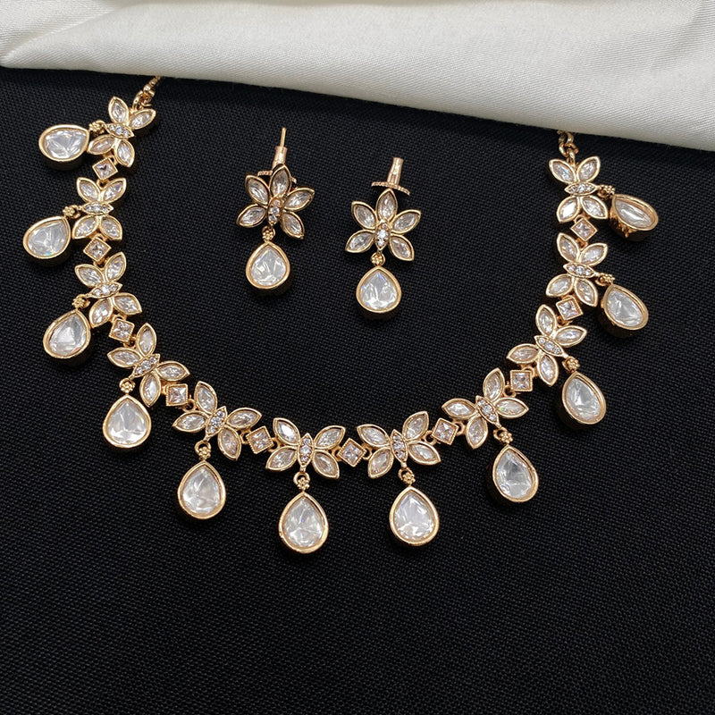 Amoliya Jewels Gold Plated Polki Kundan Necklace Set