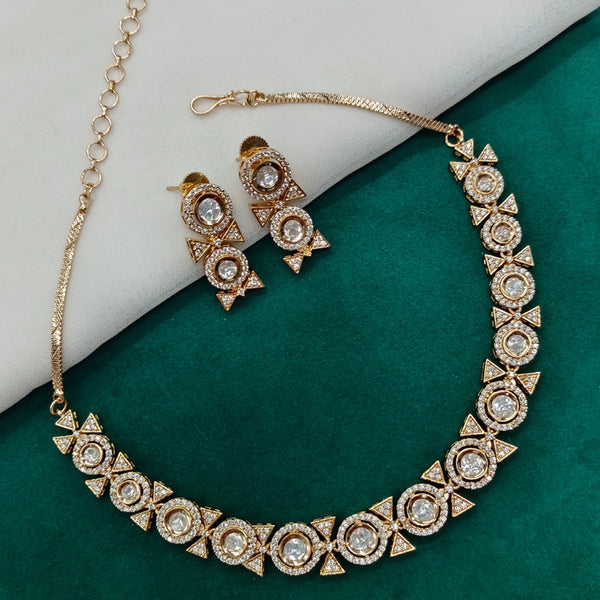 Amoliya Jewels Gold Plated Polki Kundan Necklace Set