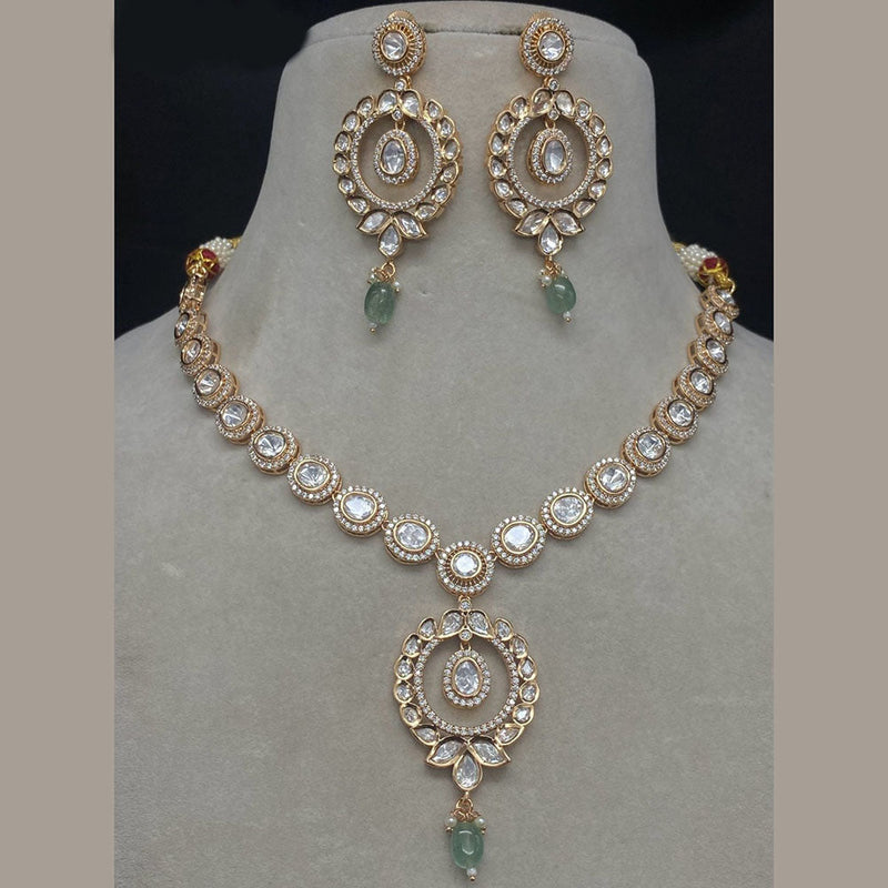 Amoliya Jewels Gold Plated Polki Kundan Necklace Set