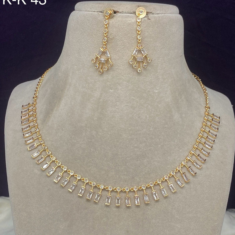 Amoliya Jewels Gold Plated  American Diamond Necklace Set