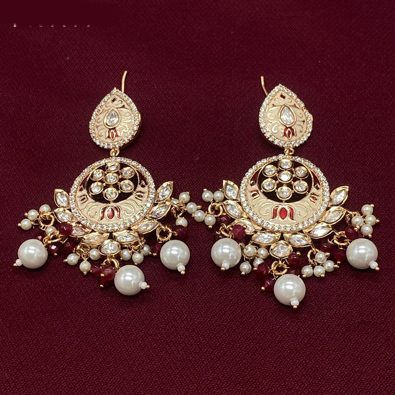 Amoliya Jewels Gold Plated Polki Kundan And Meenakari Dangler Earrings