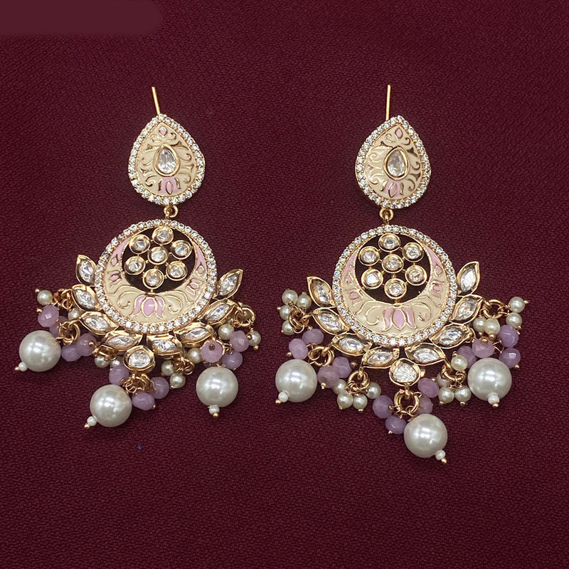 Amoliya Jewels Gold Plated Polki Kundan And Meenakari Dangler Earrings