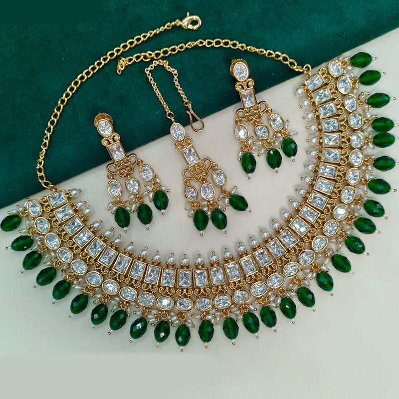 Amoliya Jewels Gold Plated Polki Kundan And Pearls Necklace Set