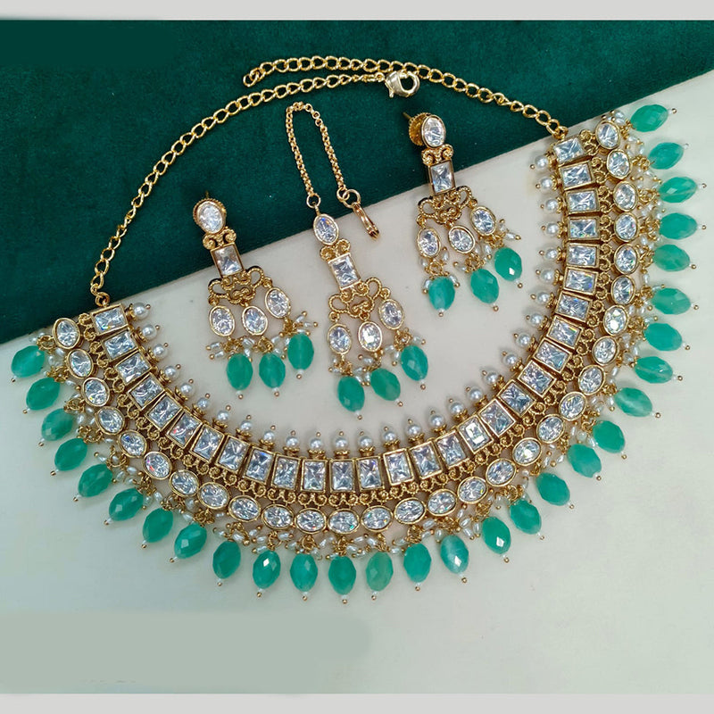 Amoliya Jewels Gold Plated Polki Kundan And Pearls Necklace Set