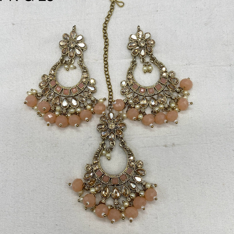 Amoliya Jewels Crystal Stone Earrings With Maangtikka