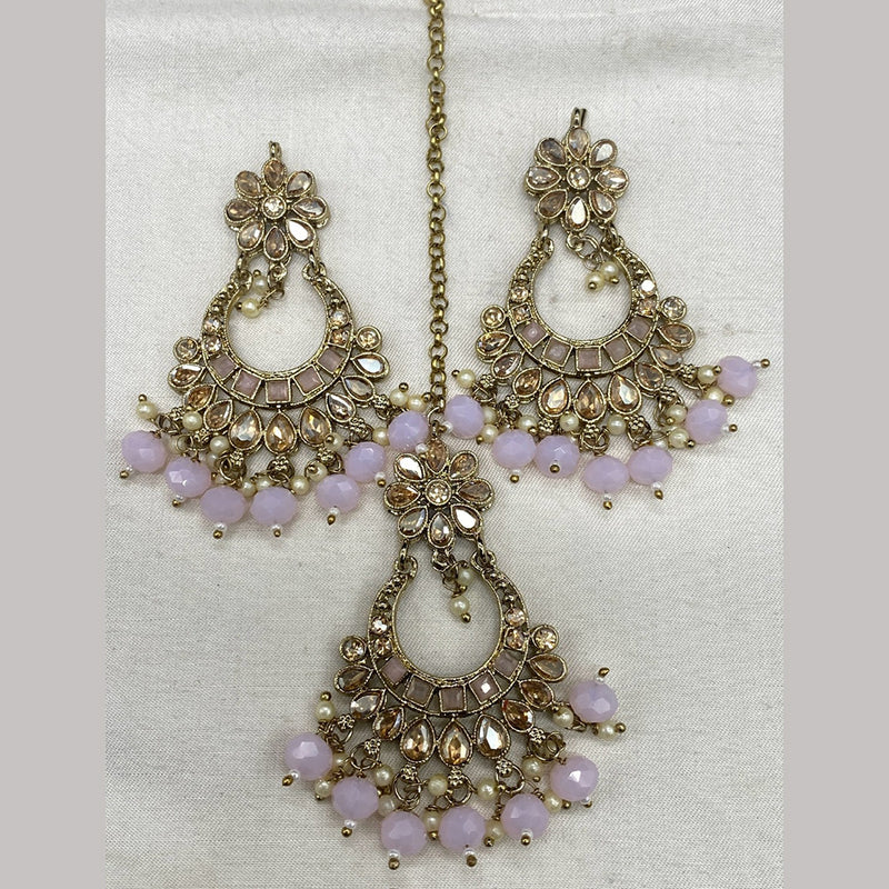 Amoliya Jewels Crystal Stone Earrings With Maangtikka