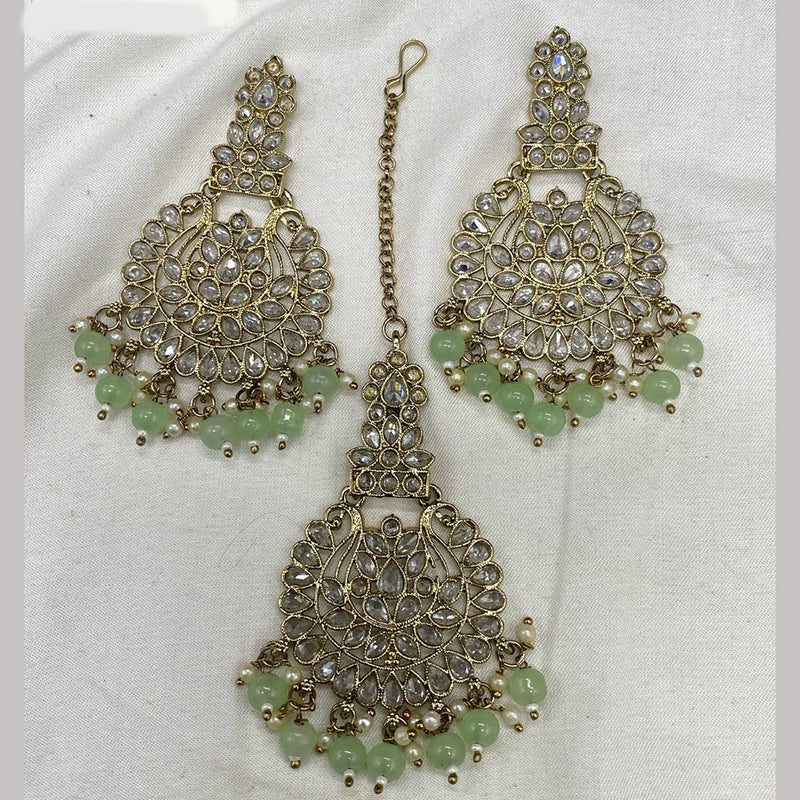 Amoliya Jewels Crystal Stone Earrings With Maangtikka Set