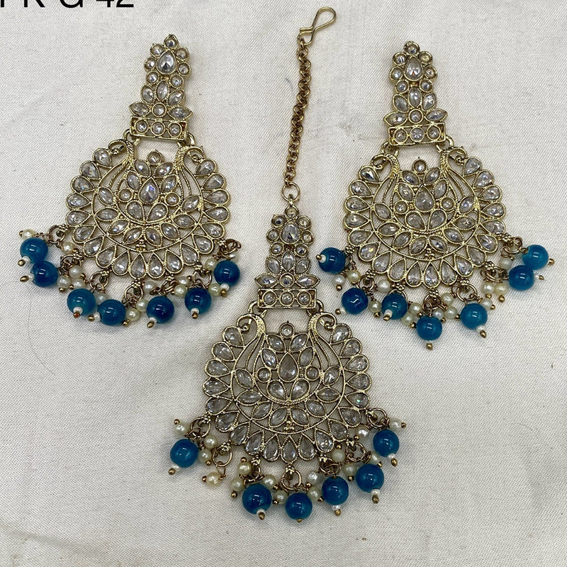 Amoliya Jewels Crystal Stone Earrings With Maangtikka Set