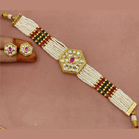 Amoliya Jewels Gold Plated Polki Kundan Choker Necklace Set