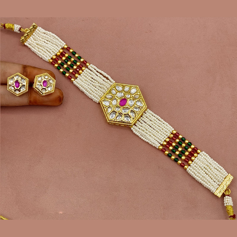 Amoliya Jewels Gold Plated Polki Kundan Choker Necklace Set