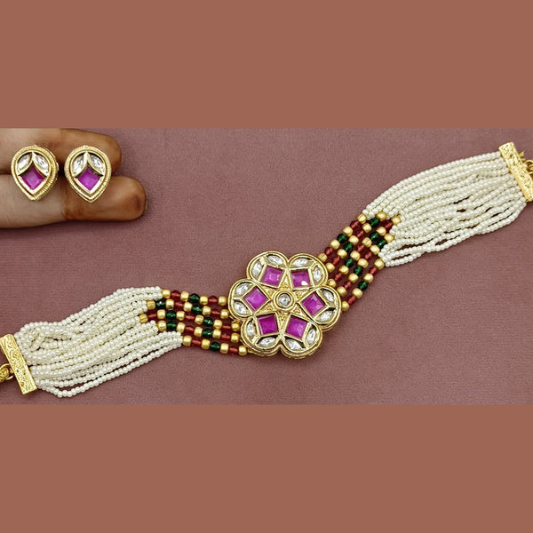 Amoliya Jewels Gold Plated Polki Kundan Choker Necklace Set