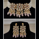 Amoliya Jewels Gold Plated Polki Kundan & Beads Choker Necklace Set