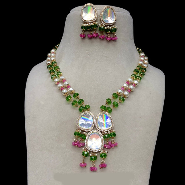 Amoliya Jewels Kundan Beads & Pearl Necklace Set