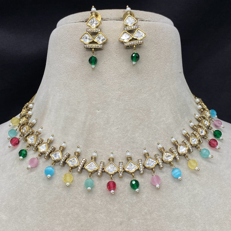 Amoliya Jewels Polki Kundan & Pearl Necklace Set