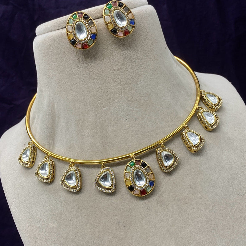 Amoliya Jewels Gold Plated Kundan Necklace Set