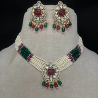 Amoliya Jewels Gold Plated Polki Kundan Choker Necklace Set