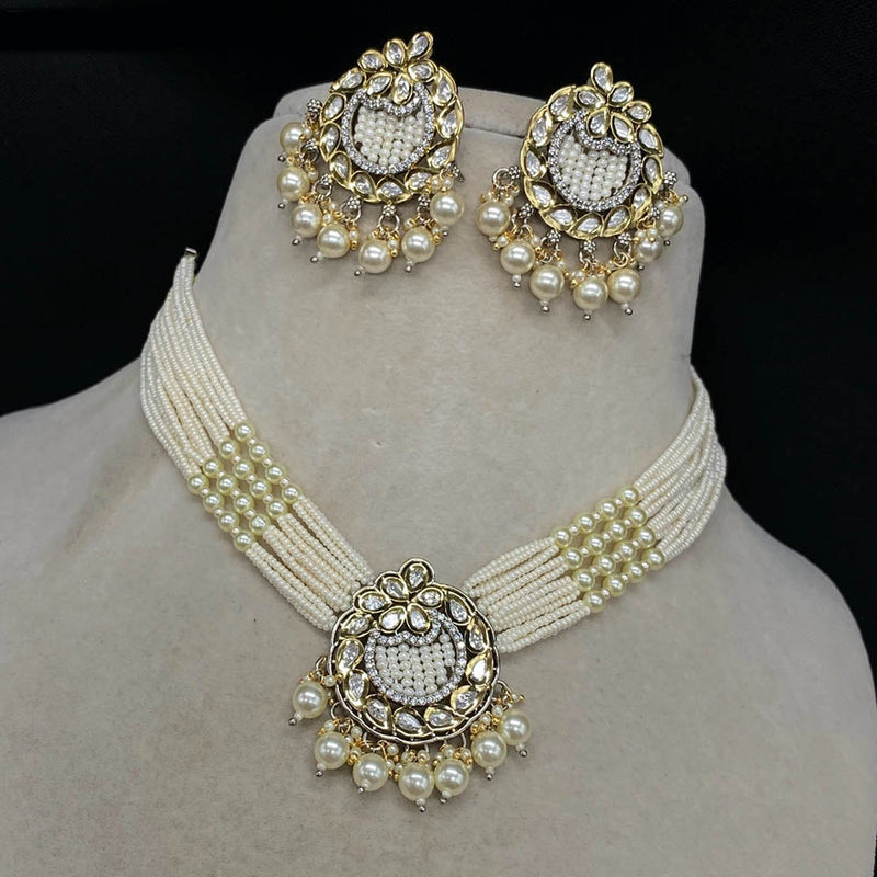 Amoliya Jewels Gold Plated Polki Kundan Choker Necklace Set