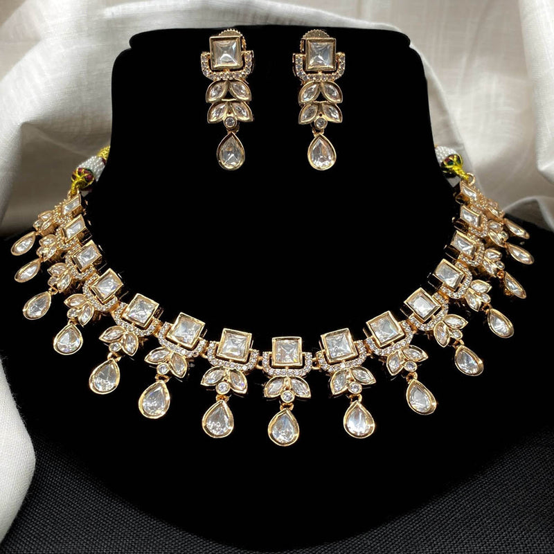 Amoliya Jewels Gold Plated Polki Kundan Necklace Set