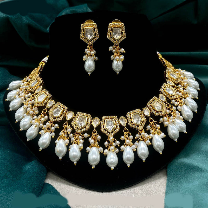 Amoliya Jewels Gold Plated Polki Kundan Necklace Set