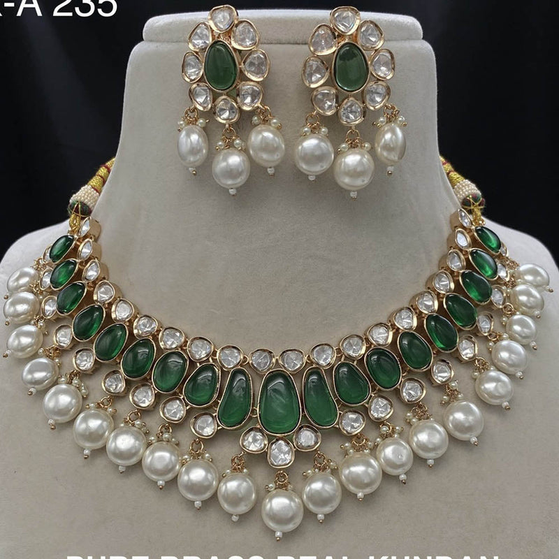 Amoliya Jewels Gold Plated Polki Kundan Necklace Set