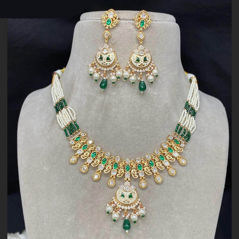 Amoliya Jewels Gold Plated Polki Kundan Choker Necklace Set