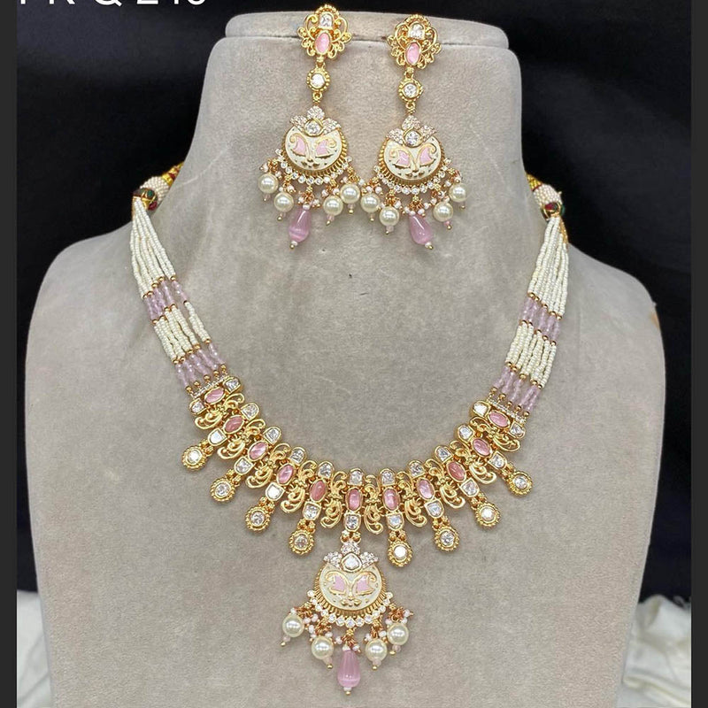 Amoliya Jewels Gold Plated Polki Kundan Choker Necklace Set