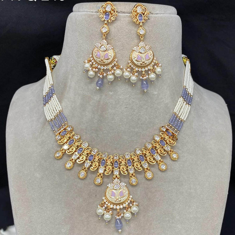 Amoliya Jewels Gold Plated Polki Kundan Choker Necklace Set