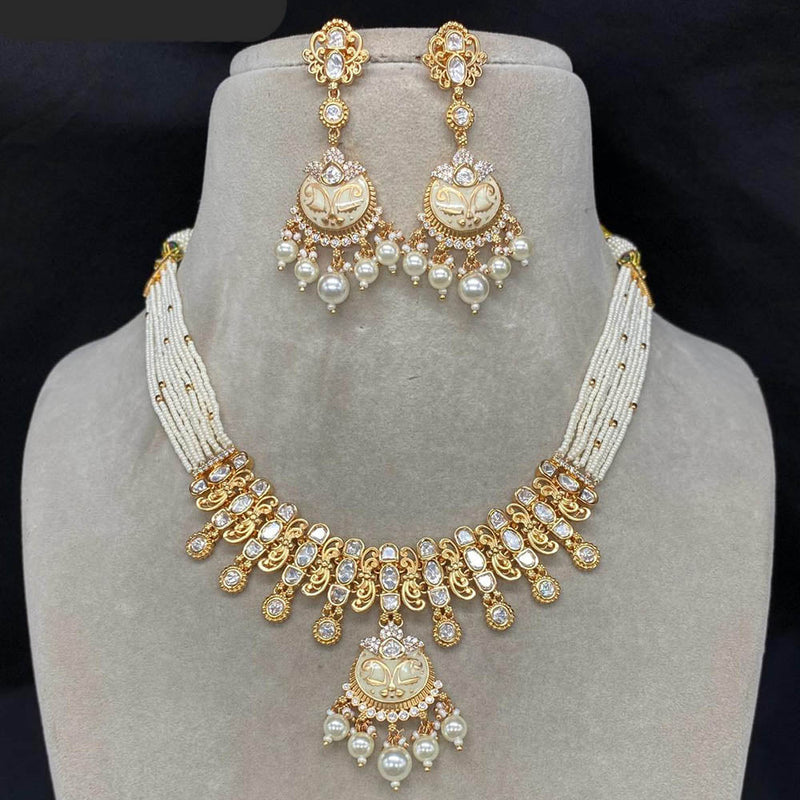 Amoliya Jewels Gold Plated Polki Kundan Choker Necklace Set