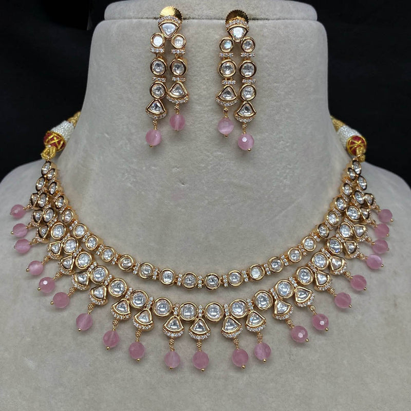 Amoliya Jewels Gold Plated Polki Kundan Necklace Set