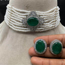 Amoliya Jewels Silver Plated Polki Kundan Choker Necklace Set
