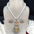 Amoliya Jewels Silver Plated AD And Pearls Necklace Set