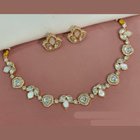 Amoliya Jewels Gold Plated Polki Kundan Necklace Set