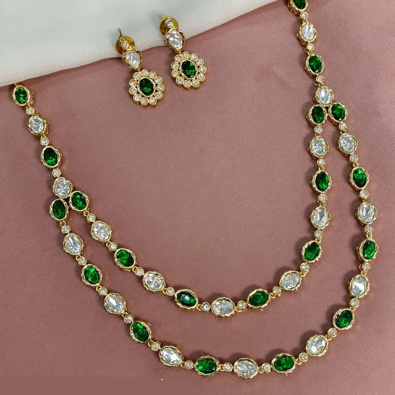 Amoliya Jewels Gold Plated Polki Kundan Necklace Set