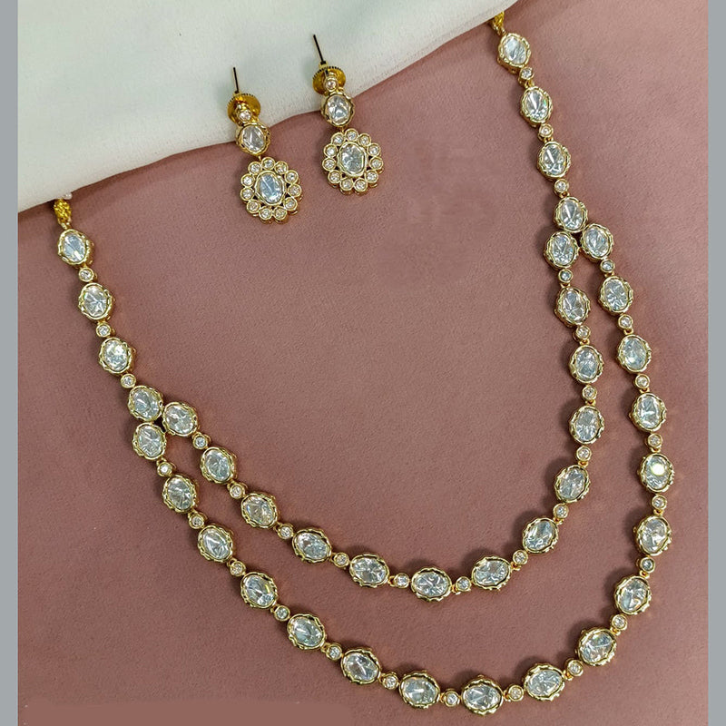 Amoliya Jewels Gold Plated Polki Kundan Necklace Set